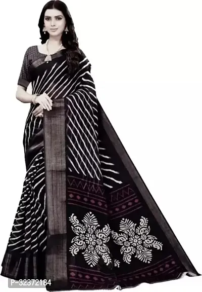 Stunning Polycotton Striped Women Saree without Blouse piece-thumb0