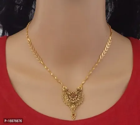 Stylish Women Oxidized Gold Tanmaniya Pendant Black Mani/Beads Short Chain Mangalsutra For Women-thumb0