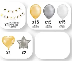 Set of 64 Pcs Happy Birthday Decoration Kit Combo For Boys Girls / Husband Wife / Brother Sister/ Father Mother / friend - Cardboard Happy Birthday 13 Letters Banner String , Silver Star, Gold Heart,-thumb1