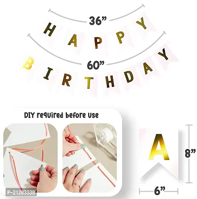 Set of 64 Pcs Happy Birthday Decoration Kit Combo For Boys Girls / Husband Wife / Brother Sister/ Father Mother / friend - Cardboard Happy Birthday 13 Letters Banner String , Silver Star, Gold Heart,-thumb3