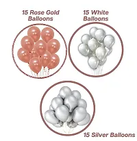 Rose Gold Birthday decoration Pack- 45 Pcs Balloons including,13 letter Happy Birthday Foil Balloon, 2 Silver Curtains-thumb1