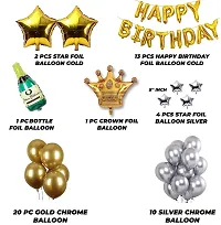 Birthday Balloons Letter Stars Bottle Crown Foil with Chrome Balloon Decoration items Pack of 51 Pcs-thumb1