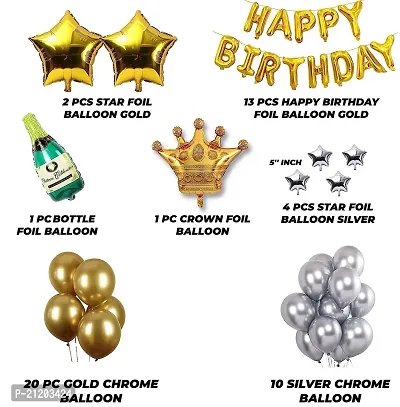 Birthday Balloons Letter Stars Bottle Crown Foil with Chrome Balloon Decoration items Pack of 51 Pcs-thumb2