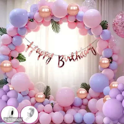 Birthday Decoration Items For Girls - 60Pcs Balloons for Birthday Decorations | Pink Birthday Decorations for Kids | Purple Birthday Decorations Kit | Birthday Decorations for Wife-thumb0