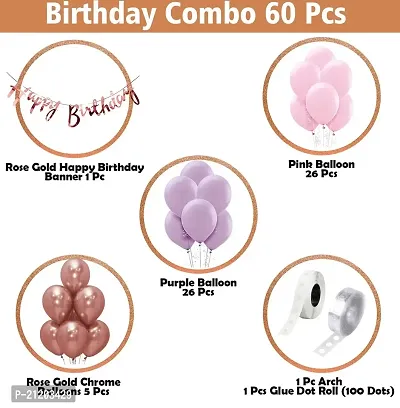 Birthday Decoration Items For Girls - 60Pcs Balloons for Birthday Decorations | Pink Birthday Decorations for Kids | Purple Birthday Decorations Kit | Birthday Decorations for Wife-thumb2