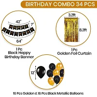 Happy Birthday Decoration Items - Set of 34Pcs Birthday Decorations Kit for Adults | Black and Gold Balloons for Birthday Decoration | Happy Birthday Decorations for Husband | Decorative Items for Bir-thumb1