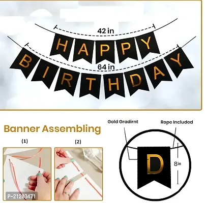 Happy Birthday Decoration Items - Set of 34Pcs Birthday Decorations Kit for Adults | Black and Gold Balloons for Birthday Decoration | Happy Birthday Decorations for Husband | Decorative Items for Bir-thumb4