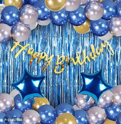 Blue Birthday Decoration Items - 41 Pcs Birthday Decorations Kit | Happy Birthday Decorations For Boys | Blue Balloons for Birthday Decorations | Birthday Decorations for Husband