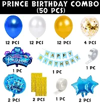 Birthday Decorations For Boys- Huge 50 Pcs|Prince Party Decorations Items|Blue Metallic|Foil Balloons For Decoration|Happy Birthday Decoration Kit|Golden Confetti Balloons|Baby Decoration-thumb1