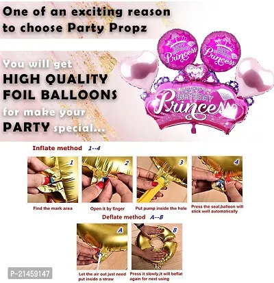 Pink Happy Birthday Decoration Kit for Girls 50pcs Combo Set Metallic Confetti Balloon, Princess Foil Balloon Girls Birthday Decoration Items / Kids Birthday Decoration Items-thumb2