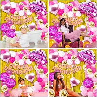 Pink Happy Birthday Decoration Kit for Girls 50pcs Combo Set Metallic Confetti Balloon, Princess Foil Balloon Girls Birthday Decoration Items / Kids Birthday Decoration Items-thumb3