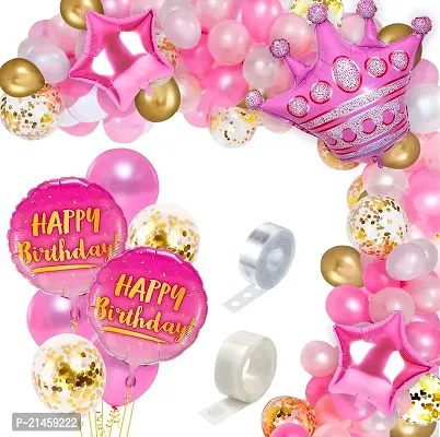 Pink Balloons Garland Arch Kit -47Pcs For Happy Birthday Balloon Decoration Girls, Women, Wife/Balloon Garland Kit/Ballon Arch Kit/Pink Metallic Helium Ballons/Ballon Items For Deacute;cor