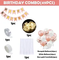 Birthday Decoration Items -49Pcs Rose Gold Birthday Decoration - Curtain Net, Light, Metallic Balloons, Banner , Glue Dot, Arch | Birthday Decoration Items for Girl | Birthday Decorations for Girls-thumb1