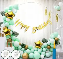 Green Birthday Decoration Kit - 43 Pcs Set, Birthday Decoration Items For Boy, Girl | Happy Birthday Banner(Cardstock) | Green Metallic Balloons | Arch Strip, Balloon Pump For Decoration-thumb1
