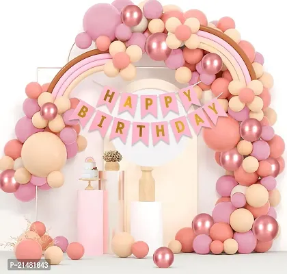 Pastel Birthday Decoration Items - 53Pcs Pastel Pink Birthday Decoration Kit | Birthday Decoration Items For Girl | Pastel Balloon Decoration For Birthday | Rose Gold Chrome Balloons