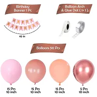 Pastel Birthday Decoration Items - 53Pcs Pastel Pink Birthday Decoration Kit | Birthday Decoration Items For Girl | Pastel Balloon Decoration For Birthday | Rose Gold Chrome Balloons-thumb1