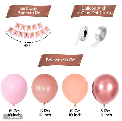 Pastel Birthday Decoration Items - 53Pcs Pastel Pink Birthday Decoration Kit | Birthday Decoration Items For Girl | Pastel Balloon Decoration For Birthday | Rose Gold Chrome Balloons-thumb2