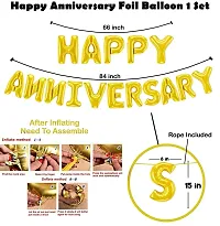 Anniversary Decoration Items - Pack Of 44 Happy Anniversary Decoration Set with Lights, Golden Foil Balloon, Red  Golden Balloons-thumb1