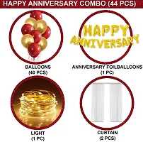 Anniversary Decoration Items - Pack Of 44 Happy Anniversary Decoration Set with Lights, Golden Foil Balloon, Red  Golden Balloons-thumb2