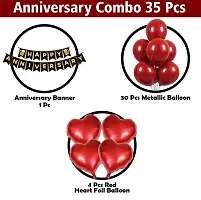 Happy Anniversary Decoration Kit For Home -35 Items Red Combo Set Paper Banner, Metallic Balloons, Heart Foil Balloons anniversary decoration items For Bedroom-thumb3