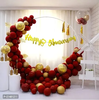 Birthday Decoration Items - Huge 47 Pcs, Red and Golden Balloons for Decoration | Happy Birthday Banner (Cardstock) | Birthday Decoration For Wife | Happy Birthday Decortion for Husband-thumb0