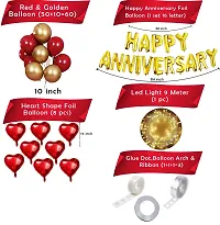 Happy Anniversary Decor items - Happy Anniversary Foil Banner , Balloons ,Foil Curtains ,Heart Shape Foil Balloons For Wedding Anniversary -Pack of 70 (Red  Golden)-thumb1