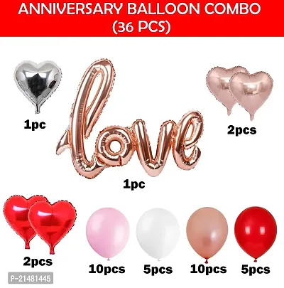 Anniversary Day Decoration Kit-Pack Of 36,Anniversary Day Balloon Decoration Items|With HeartRose Gold Love Balloon|Anniversary Gift For Boyfriend,Girlfriend,Couples,Anniversary-thumb3