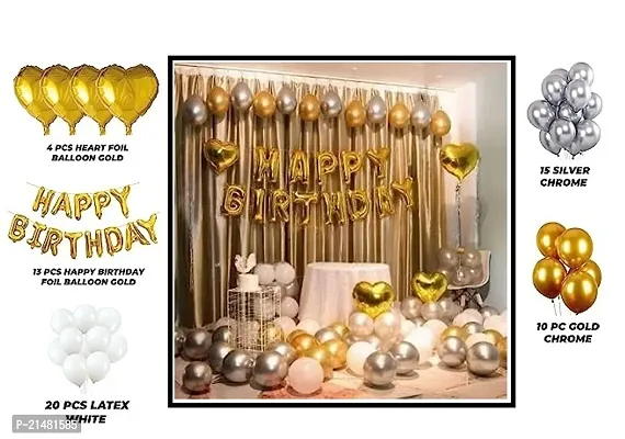 Birthday Party Decoration Shinny Chrome Balloons and Letter Foil Balloons Set of 62 Pcs