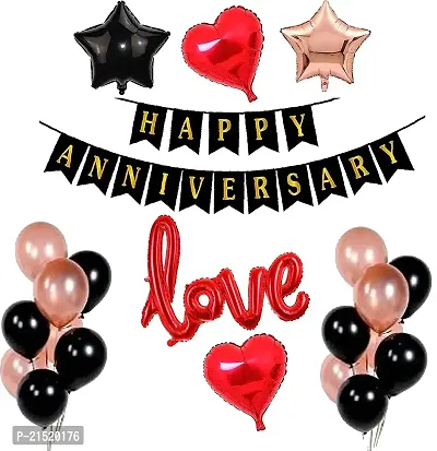 Happy Anniversary Banner Love Balloons Decoration Set of 30 Pcs