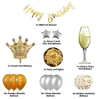 Happy Birthday Decoration - Pack of 41|Birthday Decoration Items For Husband, Wife|Golden Theme Bday Decoration Kit|Metallic, Foil Balloons For Decoration|Birthday Banner(Cardstock)-thumb2