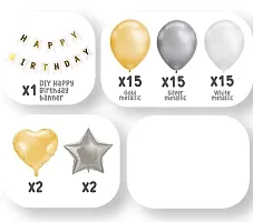 64 Pcs Happy Birthday Decoration Kit Combo For Boys Girls / Husband Wife / Brother Sister/ Father Mother / friend - Cardboard Happy Birthday 13 Letters Banner String , Silver Star, Gold Heart, Gold ,-thumb1