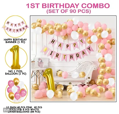 Birthday Decoration Items For Girl - Huge 93 Pcs, Pink Birthday Decoration Items For Wife, Women-thumb0