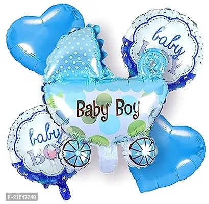 (Pack of 5) Cradle Shape Baby Shower Foil Balloons Baby Shower Decoration Material Its a boy Decorations - Blue