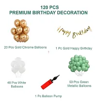 Birthday Decoration Kit 120 Pcs Combo - Gold Birthday Banner,98 (Green White) Metallic Balloons,20 Gold Chrome Balloons, Balloon Pump for Kids, Husband, Wife, Girls, Boys material rubber-thumb1