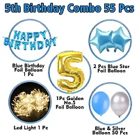 5th Birthday Decoration Items For Boys With Fairy Lights- 55Pcs - Birthday Decorations kit for Boys 5th birthday/ Baby Birthday Decoration Items 5 Year material foil, latex Blue-thumb1