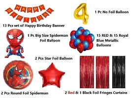 No 4 Gold Balloons with Spiderman Theme Birthday Decoration Items or Kit Red Banner Set of 13 Letters with 30 HD Royal Blue  Red Metallic Balloons birthday celebration Decoration + 1 Pc Big Spiderman-thumb1