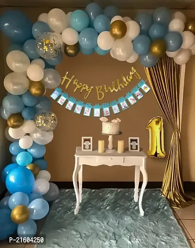 1st Happy birthday decoration itemsNo.1 gold foil balloon, chrome  confetti balloons set with monthly bannerbirthday decorations for boys  GIRLS
