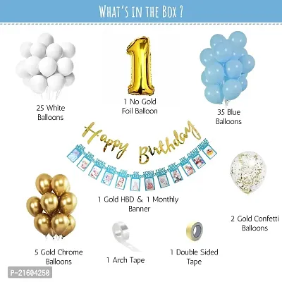 1st Happy birthday decoration itemsNo.1 gold foil balloon, chrome  confetti balloons set with monthly bannerbirthday decorations for boys  GIRLS-thumb3