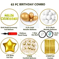 63 Pc Gold Haldi Ceremony Foil Balloon with Gold StarFoil Curtain Combo| haldi ceremony decorations item for Groom| haldi ceremony decoration balloons-thumb1