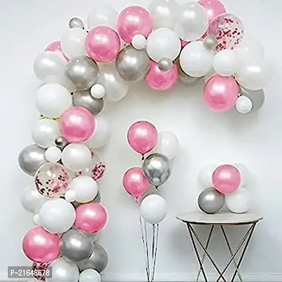 Pink White  Silver Metallic Shiny Balloons and Rosegold Confetti Balloons For BirthdayAnniversaryEngagementWedding