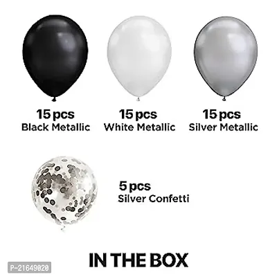 Silver White   Black Metallic Shiny Balloons and Silver Confetti Balloons For BirthdayAnniversaryEngagementWedding-thumb2
