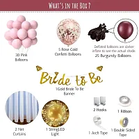 Diy Rose Gold Pink Bride To Be Decoration Set Combo Kit For Girls With Banner|Net Fabric Backdrop  Balloons/ Bridal Shower Decorations Items/Photobooth Decorations/ Bachelorette-69 Pcs-thumb1