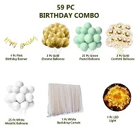 59 Pc Cabana Tent Birthday Decoration Set ndash; Pastel Balloons White Net for Cabana Theme Party with LED Lights with Gold Cursive Banner Background Decorat-thumb2