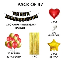 1st Anniversary Decoration Items Kit Anniversary Decoration Items Kit with Led Light Anniversary Balloon Decoration Set Red Gold Anniversary Decoration--thumb1