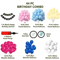 64 Pc Happy Birthday Decoration Kit Pink Blue Yellow Balloon with Birthday Banner, Glue Dot Arch Roll with Pump|Birthday Decoration item material Rubber-thumb2