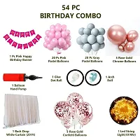 54 Pc Birthday Decoration Kitndash; Pink Gray Pastel Balloon with Birthday Banner, Arc, Glue Dot for girls Kids Baby Birthday Decoration Items | Birthday Decoration Combo-thumb1