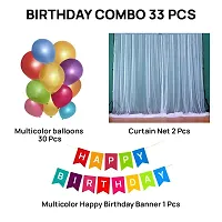 Birthday Decoration Items Kit | Vibrant Balloons, Stunning Decorative Curtain Net, Happy Birthday Banner | Celebrations, and Events 33-Piece Combo - Balloons (Multicolor)-thumb1