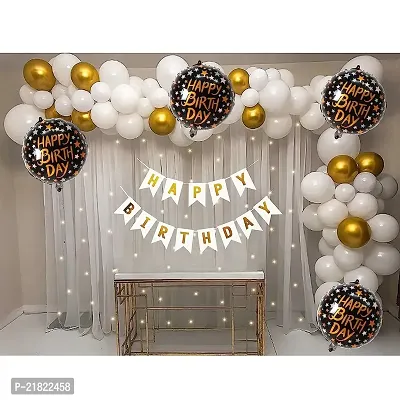 Happy Birthday Decoration Backdrop Banner Net Led Curtain Balloons set of 90 Pcs Visit the TOYXE Store