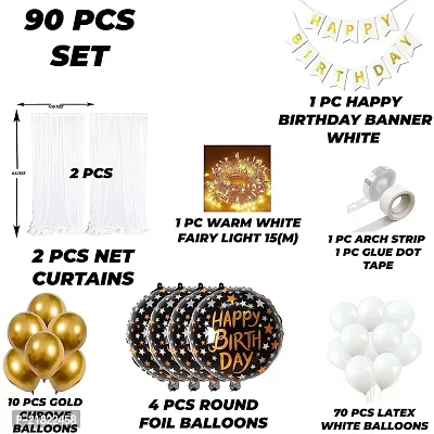 Happy Birthday Decoration Backdrop Banner Net Led Curtain Balloons set of 90 Pcs Visit the TOYXE Store-thumb2