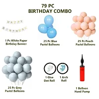 79 Pc Birthday Decoration Kitndash; Blue Peach Pastel Balloons Combo with Birthday Banner, Arc, Glue Dot for girls Kids Baby Birthday Decoration Items | Birthday Decoration Combo-thumb2